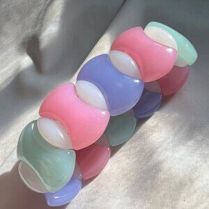 Vintage Retro 80s Pastel Barbiecore Lucite Stretchy Costume Fashion Bracelet